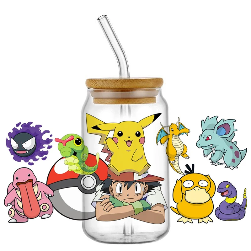 Miniso 3D New Cartoon Design UV DTF Cup Wrap Sticker for 16oz Libbey Glass Washable DIY Mug Japanese Animation Transfer Sticker