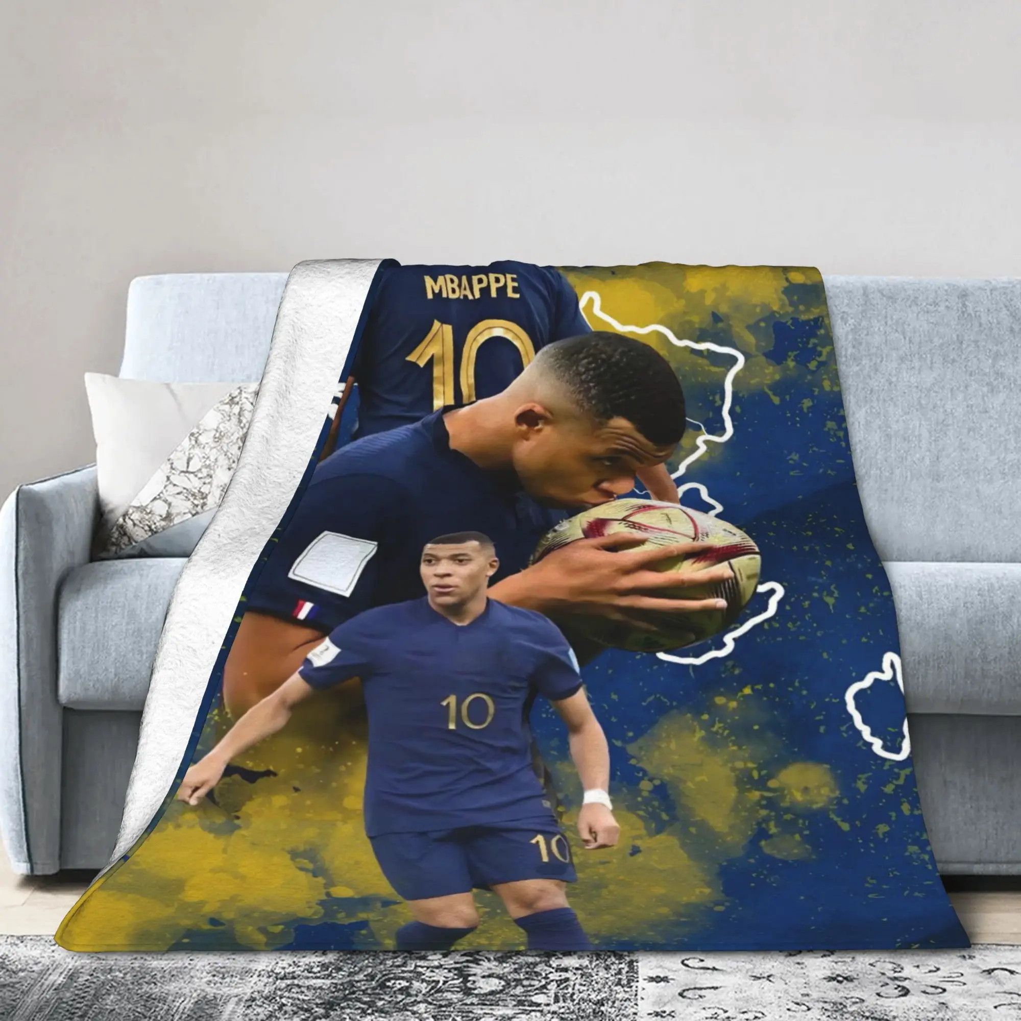 Mbappes Blankets Coral Fleece Plush Textile Decor Football Number 10  Multifunction Throw Blankets for Home Outdoor Rug Piece