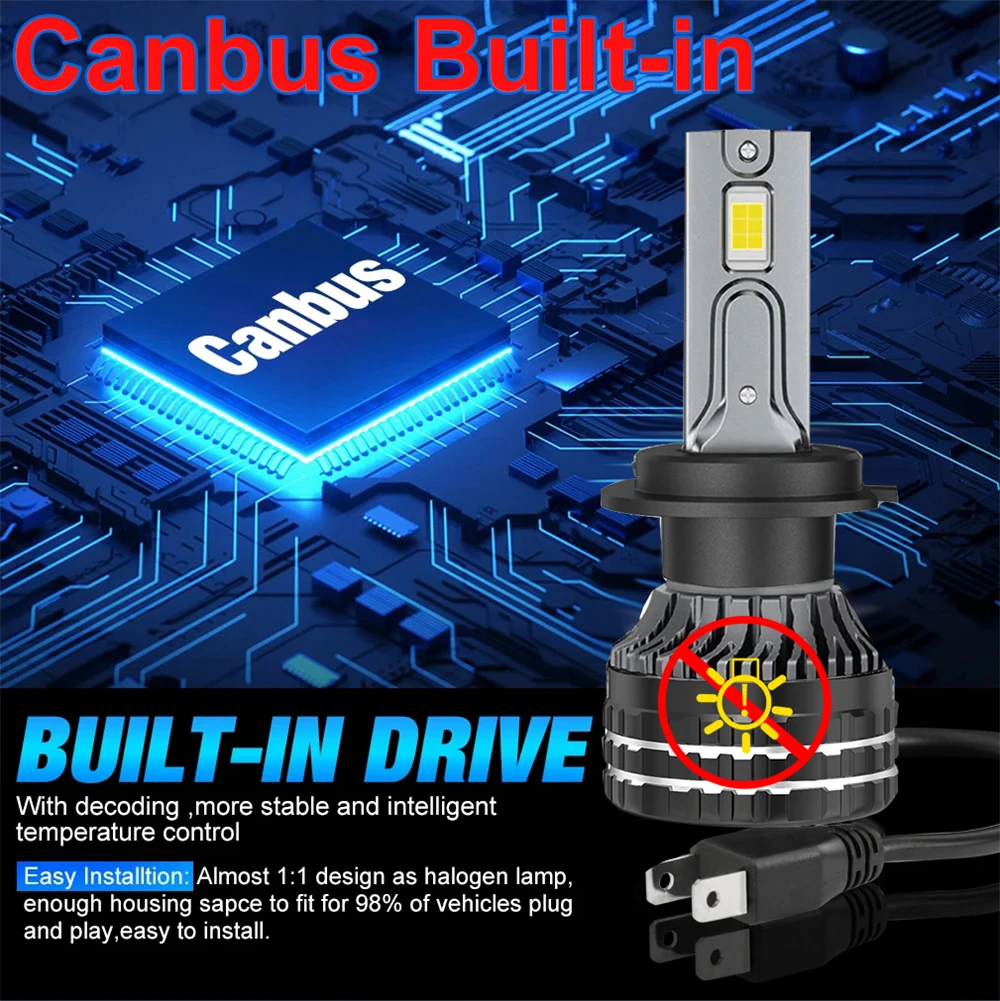 Domx Car Headlight H4 H7 LED Canbus H1 H8 H11 9005 HB3 9006 HB4 9012 LED Bulb 900W  Auto Headlamp Fog Light Lamp 6000K 12V