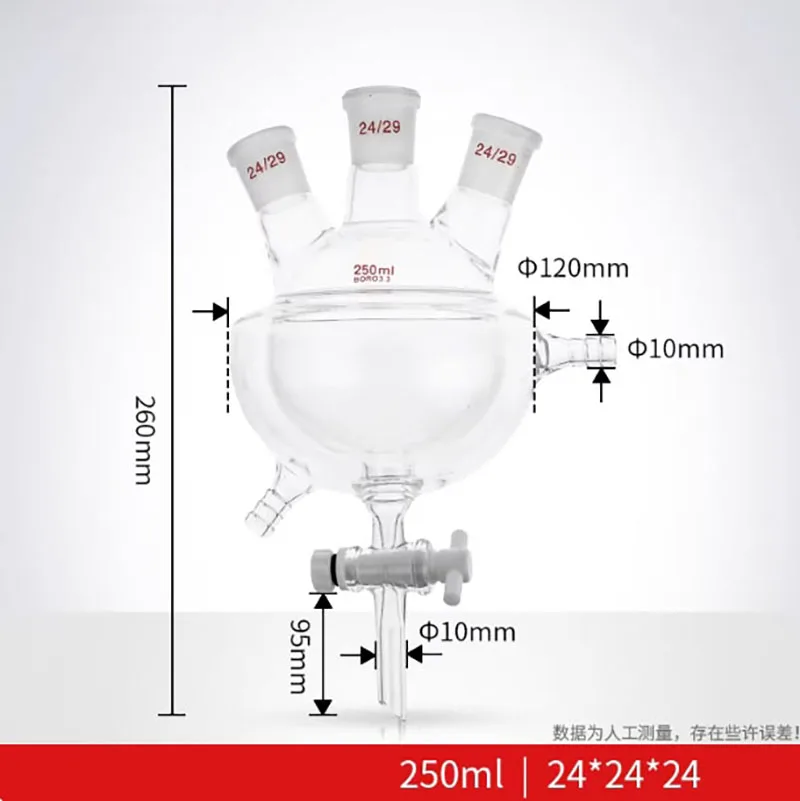 

Glass semi-packed jacketed flask with PTFE discharge valve three-port double-layer jacketed reaction kettle reaction bottle