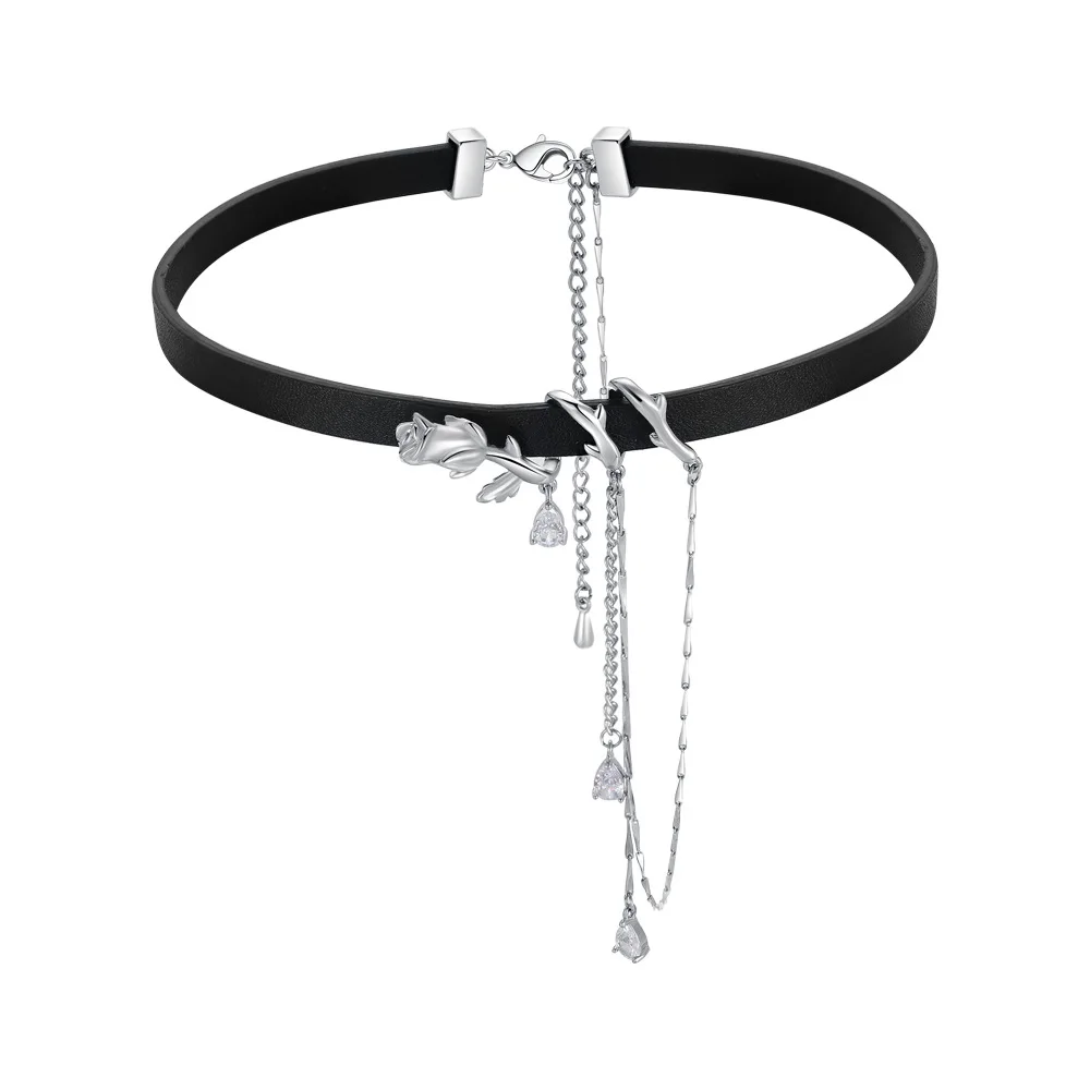 Новое ожерелье для горячей девушки KTV, ожерелье с шипами и розами, ожерелье с нишевым дизайном, женское ожерелье на ключице