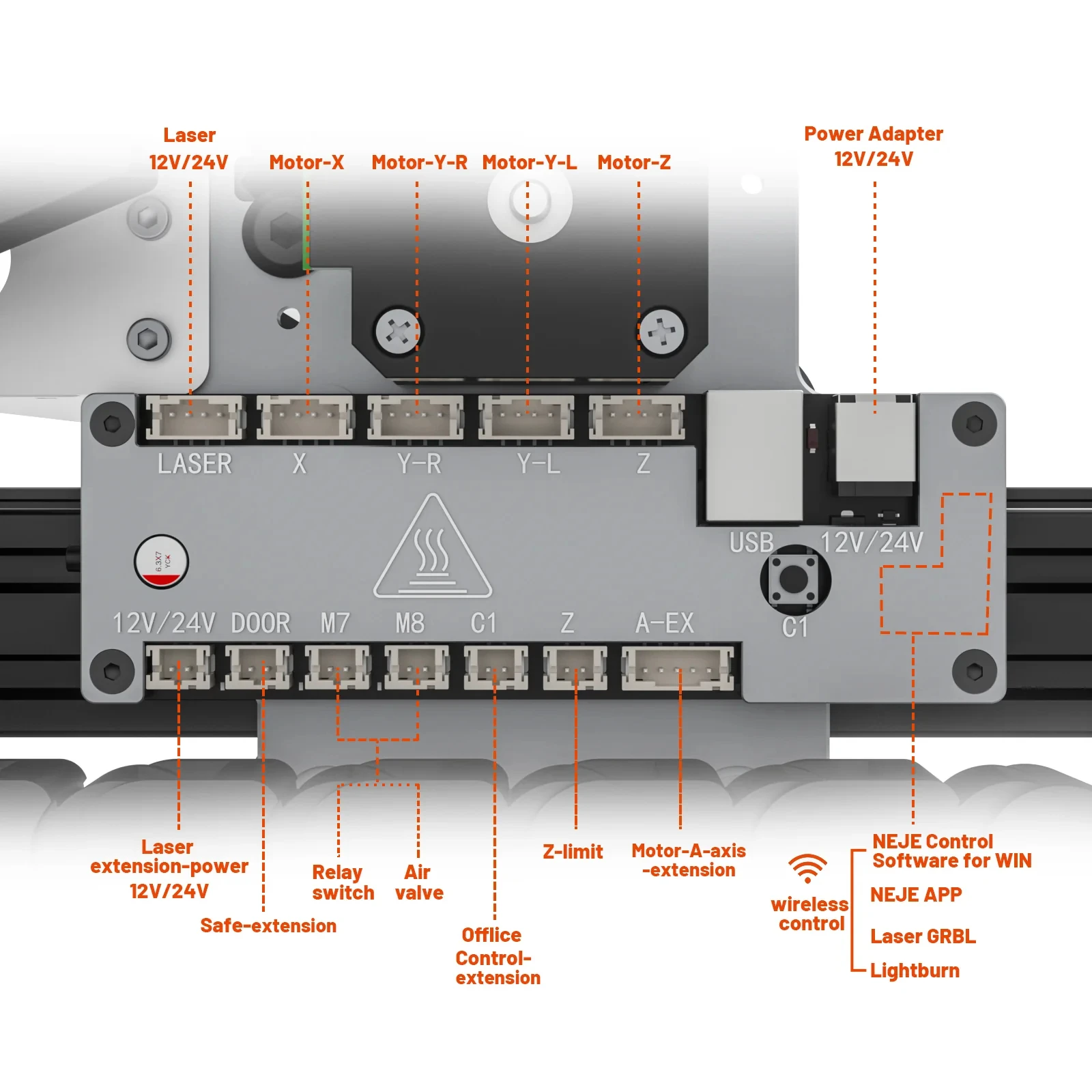 Imagem -06 - Neje Max v2 80w 120w Máquina de Gravação e Corte a Laser Máquina de Gravação a Laser com Roteador Cnc a ar Assistido