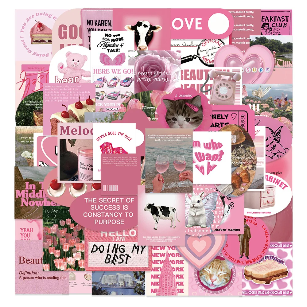 

56Pcs Pink Ins style Graffiti Stickers: Decorate Suitcase, books，Waterproof for Multiple Occasions Stickers Gifts