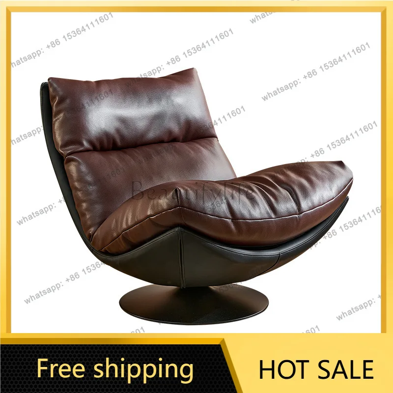 PG casual single sofa Italian minimalist living room rotating high-end single chair balcony leather designer lazy sofa