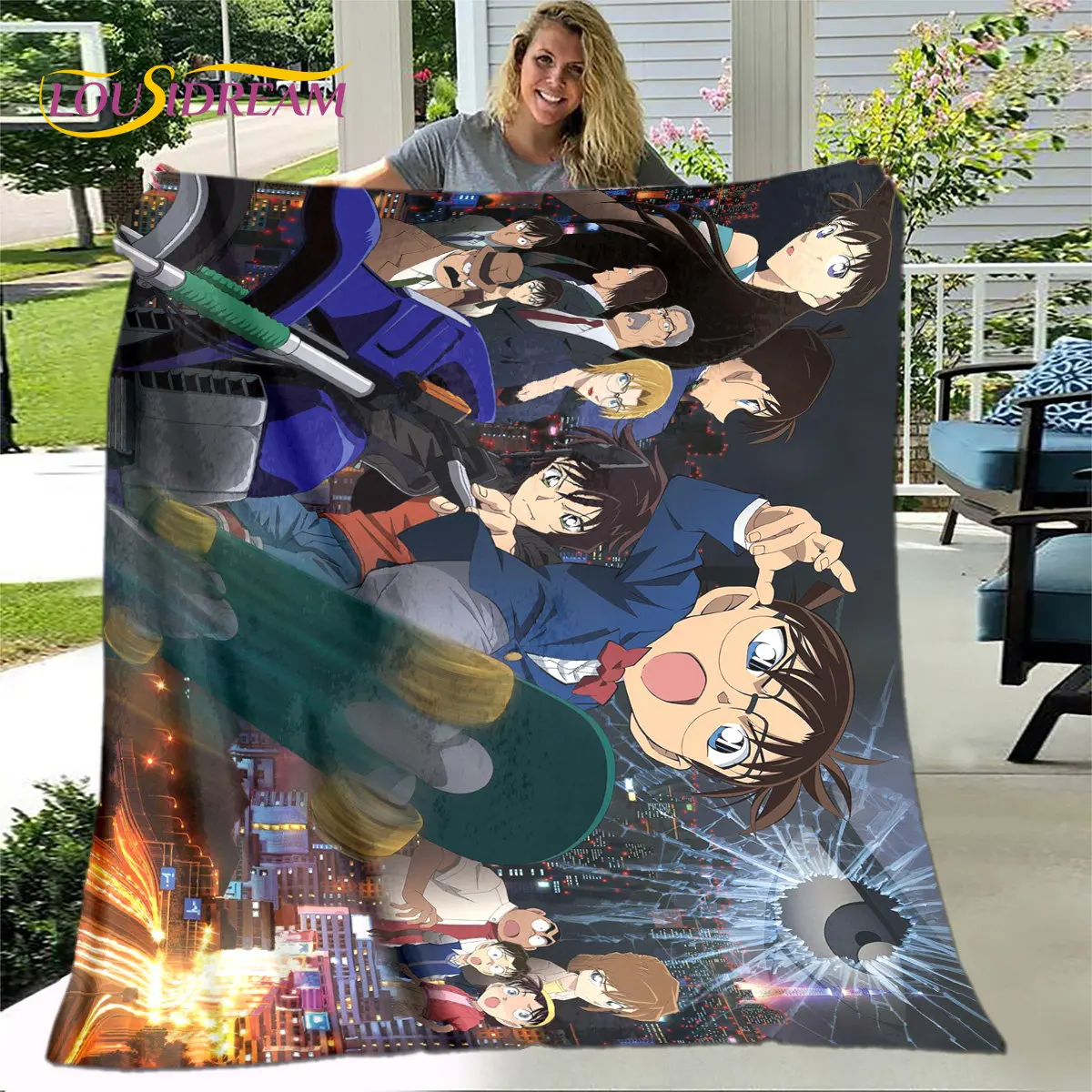 Anime Detective Conan Cartoon Soft Plush Blanket,Flannel Blanket Throw Blanket for Living Room Bedroom Bed Sofa Picnic Cover 3D