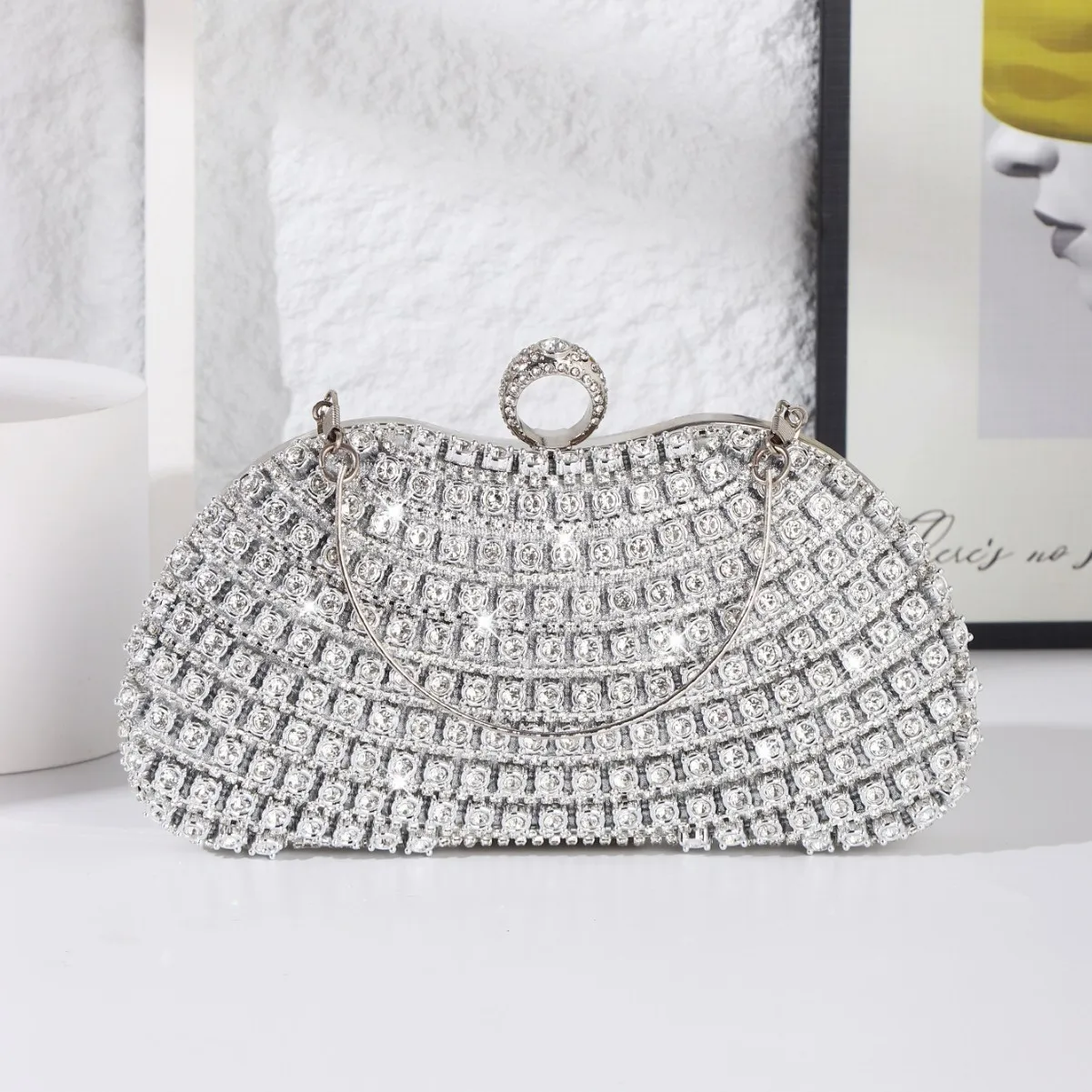 

High-end Dress Clutch With Diamond Bag With Cheongsam Dinner Fashionable Portable Oblique Span Bag Pochette Soirée Femme Mariage