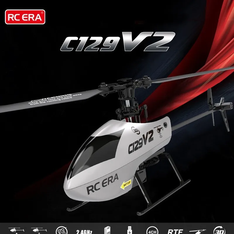 RC ERA Remote Control Helicopter C129V2 4 Channel Flybarless Single Rotor 2 4 Ghz 6 Axis Gyro 3D Flip Rtf Easy Fly For Adult