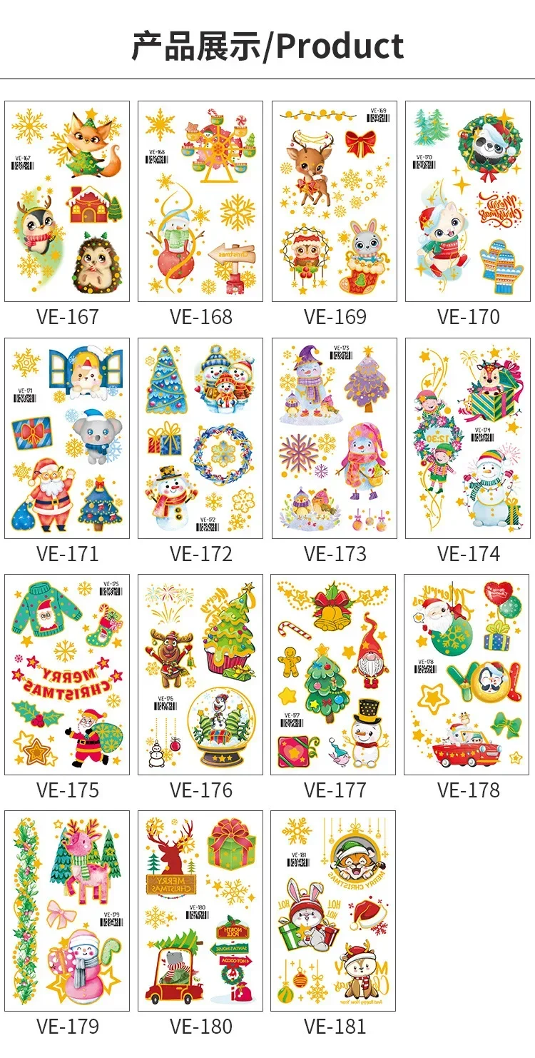 Christmas Temporary Tattoos Christmas Party Decorations Supplies Christmas Themed Cute Stickers 15 Sheets Gifts for Girls Boys