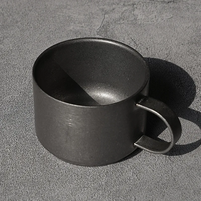 Американская матовая винтажная кофейная чашка 304 нержавеющая сталь, латте чашка, капучино чашка 100 мл, двухслойная изолированная чайная чашка