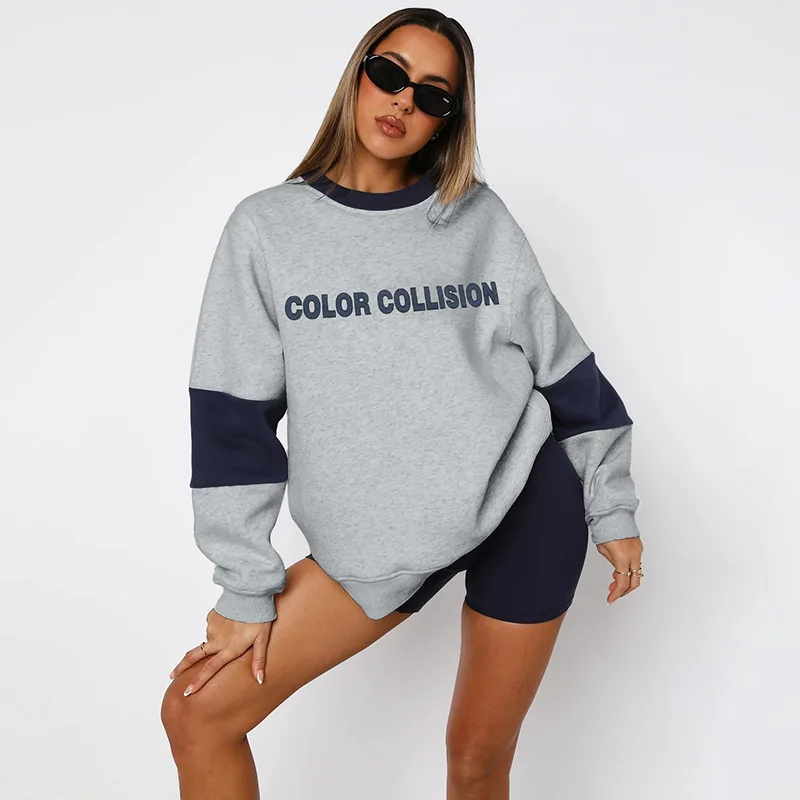 

Women's Aesthetic Thick Printed Loose Hoodie Round Neck Warm Daily Fashion Casual Street Women's New Style