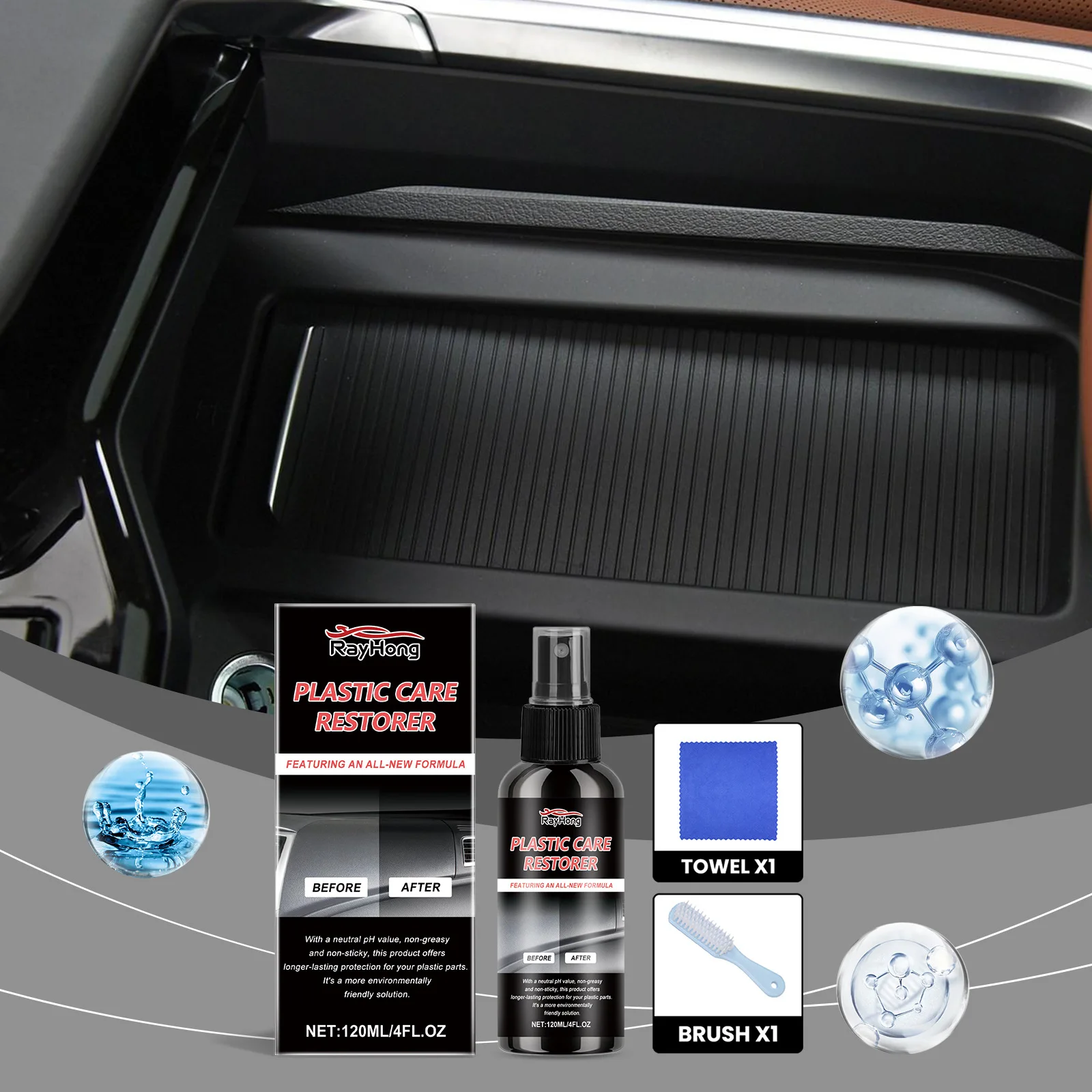 

Vehicle Plastic Interior Care Agent - Aids in Cleaning Restoration Shine Form Protective Coating Extend Lifespan Resist Erosion