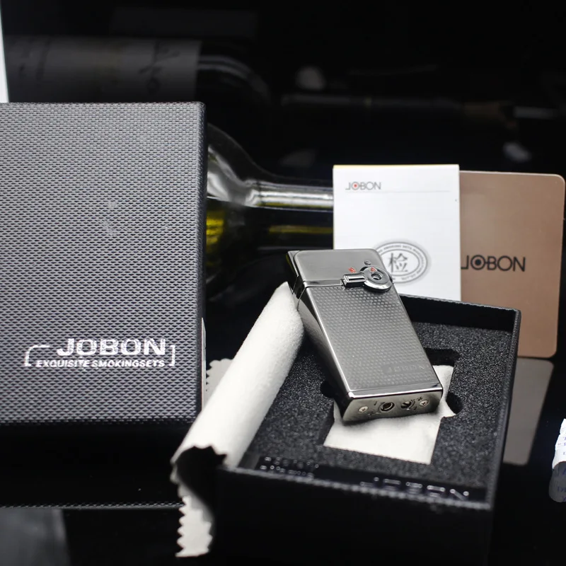 New  Jobon Double Flame Deformation Wheel Lighter Metal Blue Flame Cigar Inflatable Windproof Lighter Smoking Men Exquisite Gift