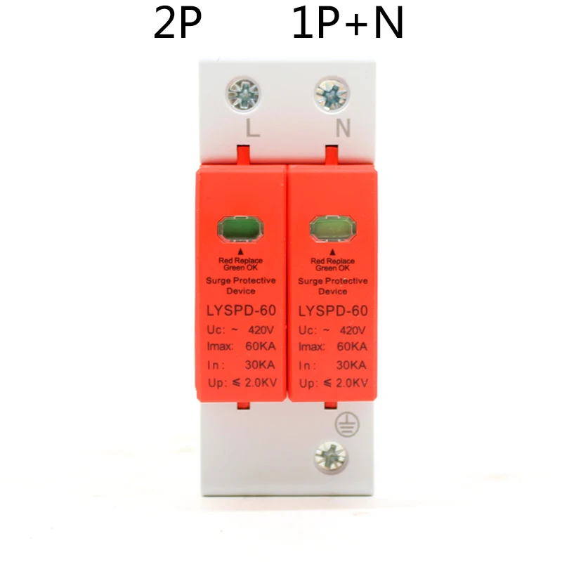 AC SPD 2P 4P 3P+N 10-20KA 20-40KA 30-60KA 275V 385V 420V House Surge Protector Protective Low-voltage Arrester Device