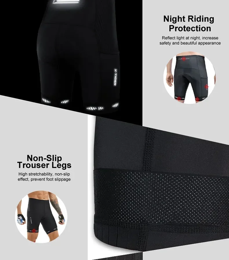 X-TIGER Herren-Radhose mit Gesäßtasche, gelpolstert, atmungsaktiv, MTB-Fahrradshorts, Mountainbike, Rennrad, Reiten, halbe Hose, Strumpfhosen – Detail 8