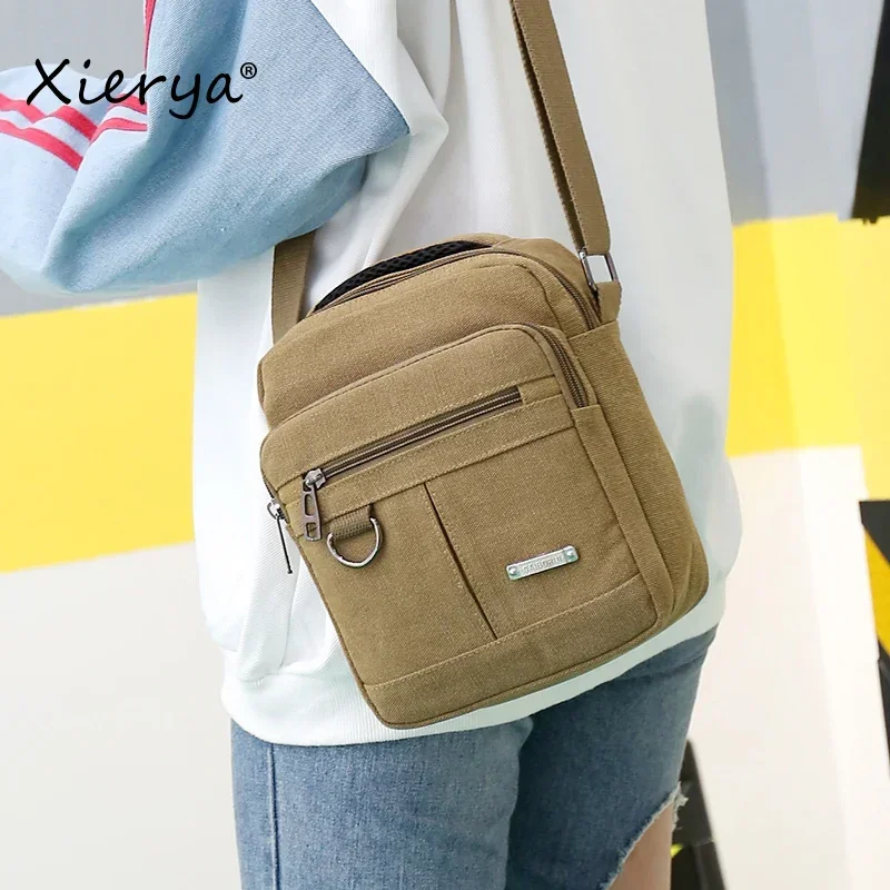 Xierya vintage Men Handbags designer Shoulder Bags Casual Canvas Bag for men luxury Messenger Bags Couples outdoor phone Pouch