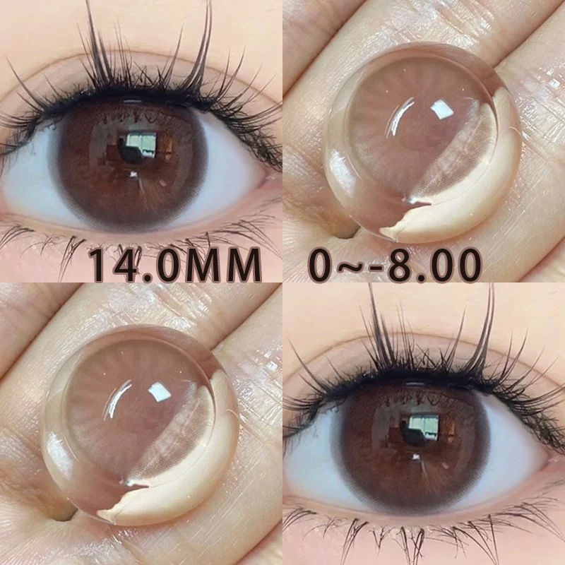 YIMEIXI 1Pair 0 to -8.00 Degree Colored Contact Lenses for Eyes with Diopters Grey Lenses Fashion Lens Soft Natural Beauty Pupil