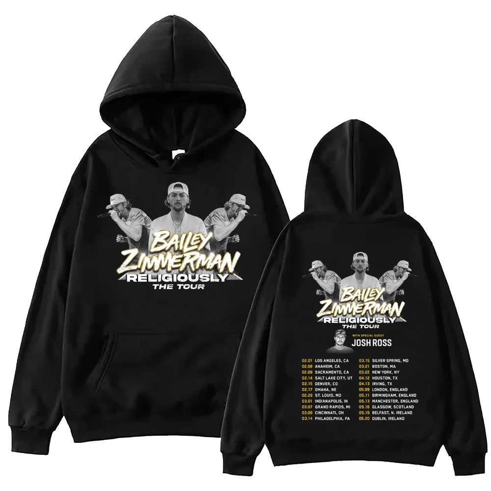 

Bailey Zimmerman Religiously World Tour 2024 Hoodie Harajuku Hip Hop Pullover Tops Sweatshirt