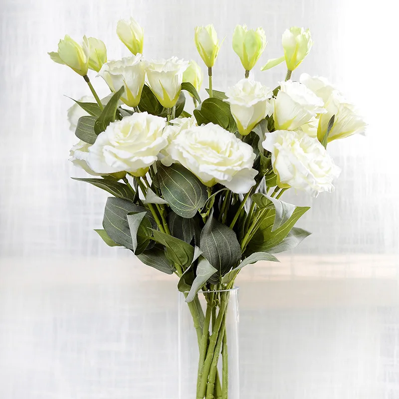 3 Branches Lisianthus Artificial Flower DIY Bridal Wedding Decoration Fake Flower Wholesale Trigeminal Eustoma Flower image 3