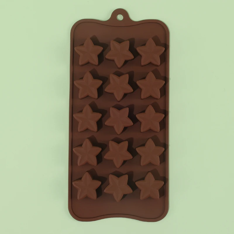 15 Holes Chocolate Mold Fudge Ice Cube Silicone Mold Tray Five-pointed Star Chocolate Mould Cake Decorating Tools