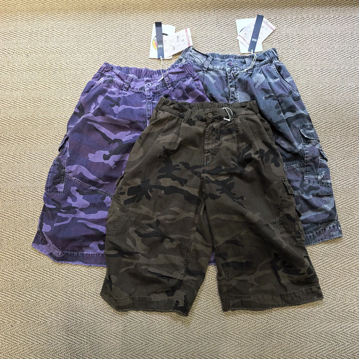 Amekaji Wear Camouflage Distressed Cleanfit American Baggy Work Clothes Middle Pants Shorts Cropped Pants Fashion