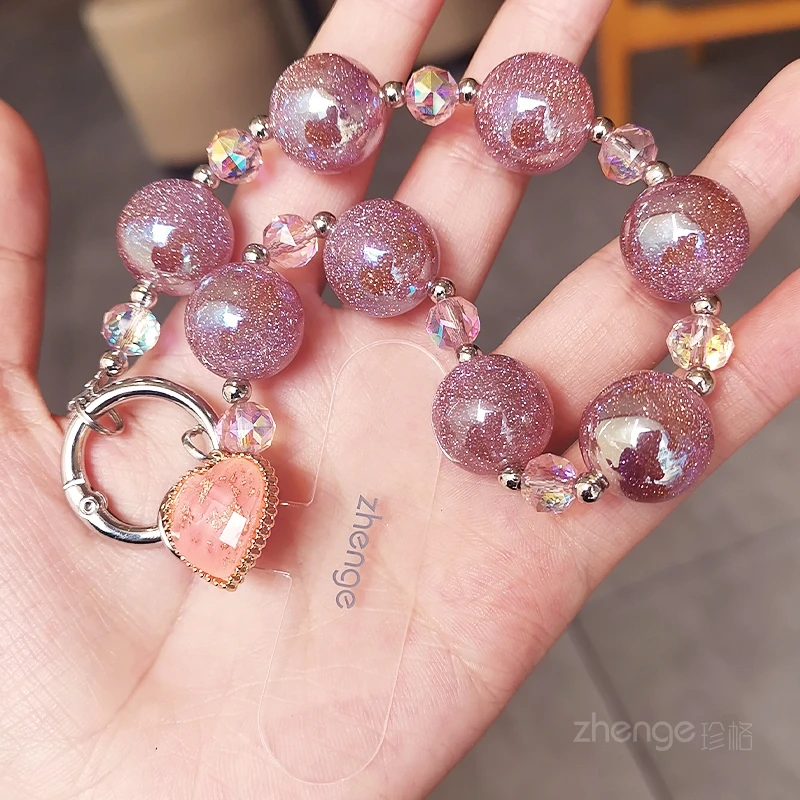 

Travel Anti-Lost Wrist Strap: Glitter Crystal Gold Foil Pendant