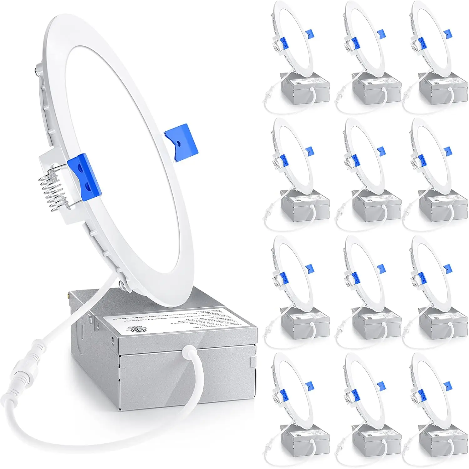 

12 Pack 6' Dimmable LED Recessed Light, 5000K Daylight, 1200LM, 12W, Damp Rated, ETL & FCC Certified