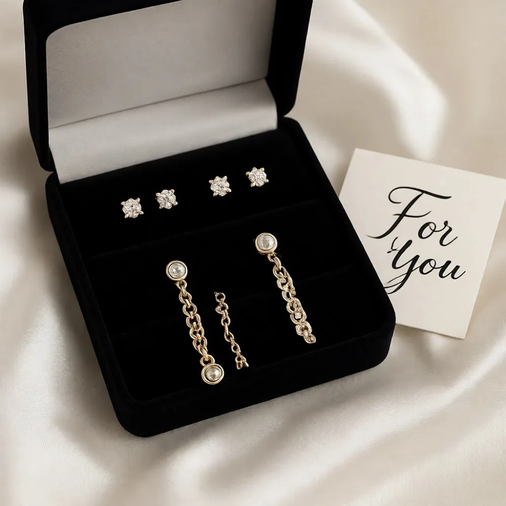 

Изящные позолоченные серьги-кольца с подвесками из фианитов для женщин, гипоаллергенные, модные, многослойные украшения