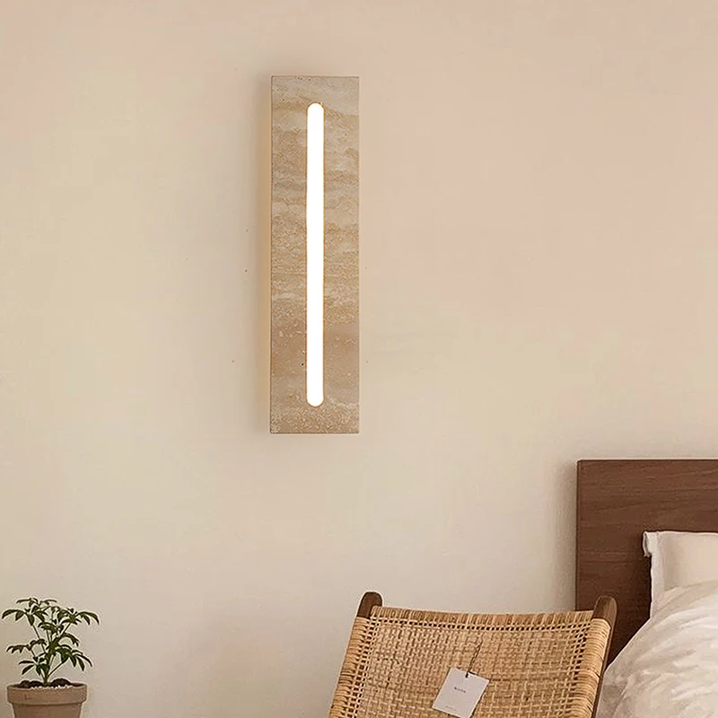 

Wabi Sabi Warm Home Decoration Wall Lamp Restaurant Corridor Staircase Japanese Style LED Natural Stone Rectangular Sconce Lamp