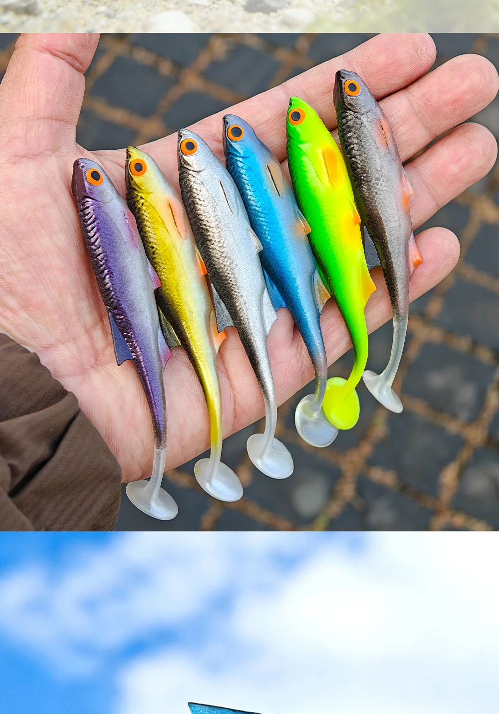 Spinpoler N.B. Shad Handgefertigter Weicher Köder Realistische Skalen-Optik PVC Angelköder Sinkender Paddle-Tail-Köder für Süß- und Salzwasser-Angelausrüstung – Detail 5