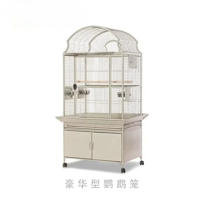 Luxury Pet Parrot Cage Bird Cage Metal with Stand Large Size for Multiple Birds Feeder Door Double Slide Lockable Wheels