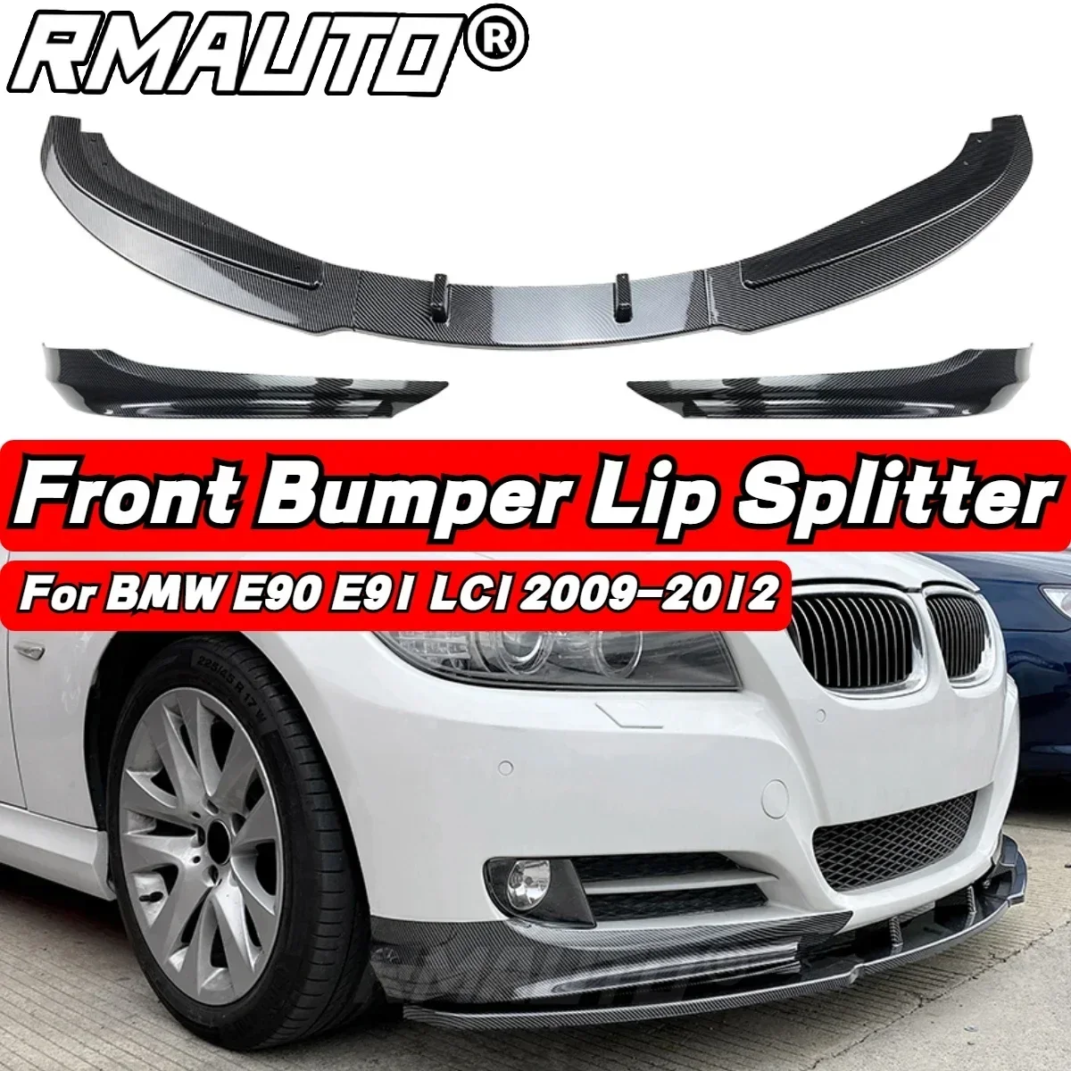 5Pcs Car Front Bumper Lip Spoiler Splitter Bumper Canard Lip Diffuer For BMW 3 Series E90 E91 LCI 2009-2012 Accessories Body Kit