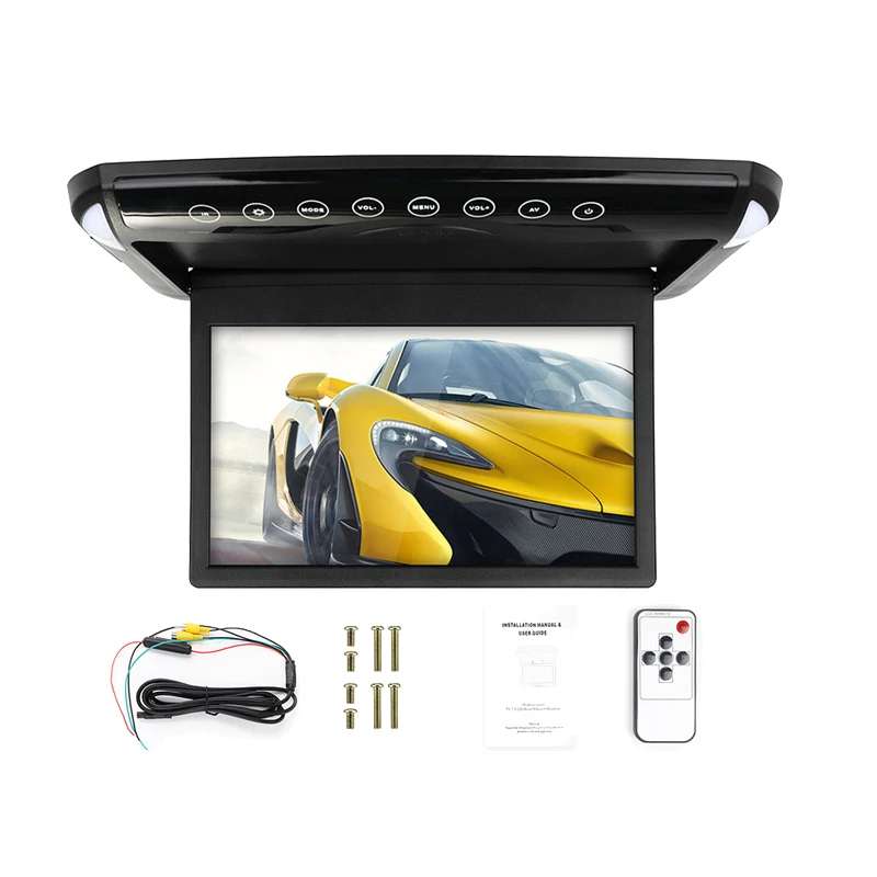 

10.1 Inch Flip Down Monitor MP5 FM USB Ultra Thin Car DVD Player 2-Way Video Input Car Roof Mounted LCD Monitor