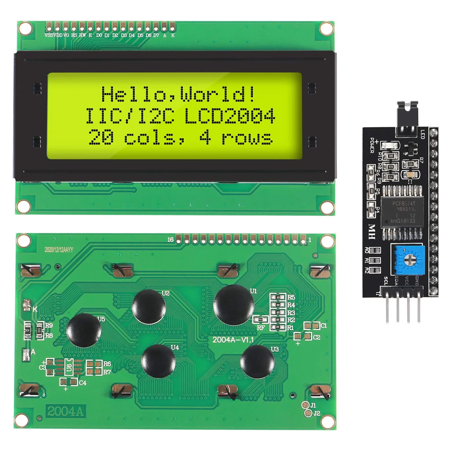 HOPP2004-Adaptateur petsérie pour Ardu37, écran bleu et vert, IIC, I2C, 20x4, HD44780, Rick LCD 2004, IIC, I2C