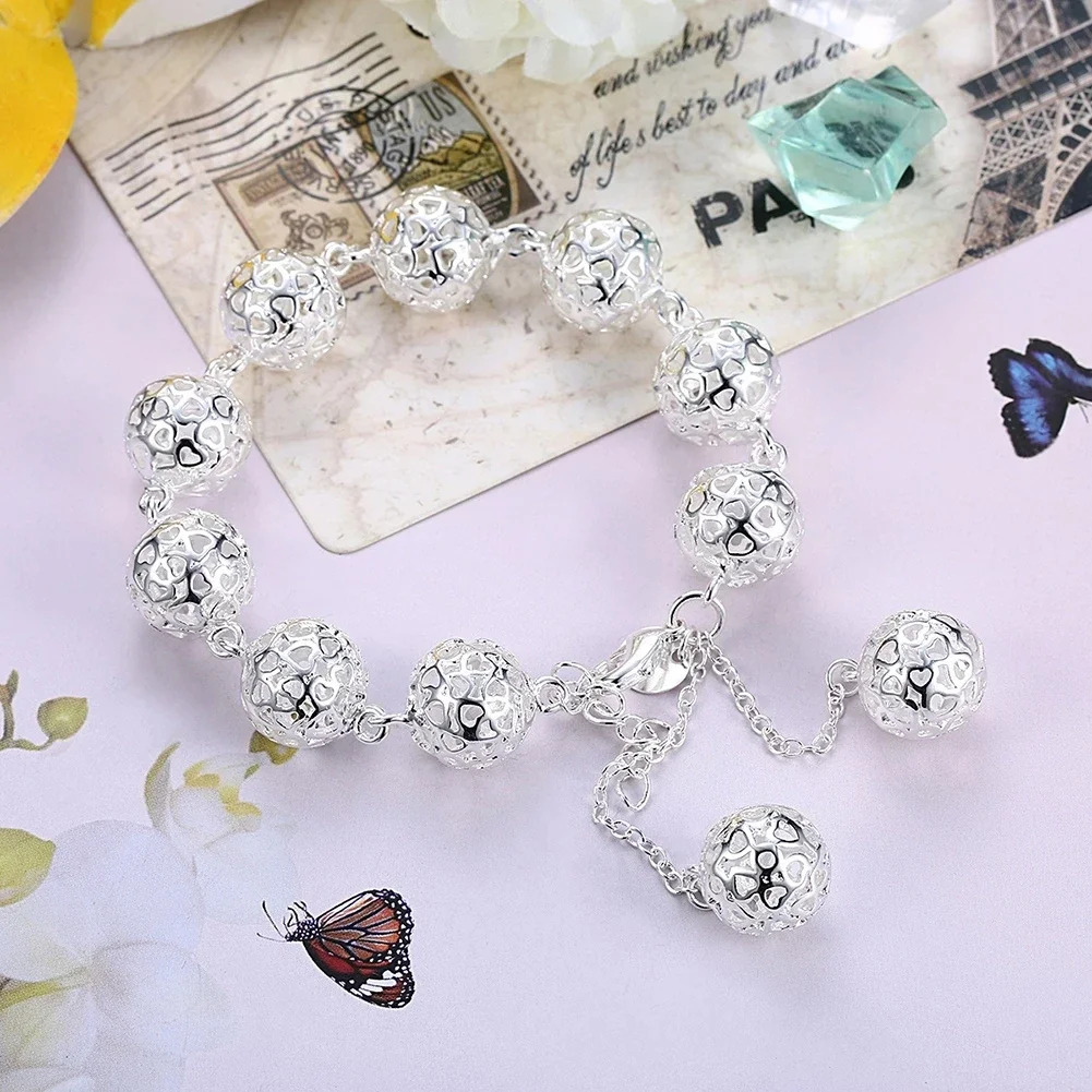 Special offer 925 Sterling Silver fine Wild hollow ball chain Bracelets for women men Wedding party new Gifts Fashion Jewelry