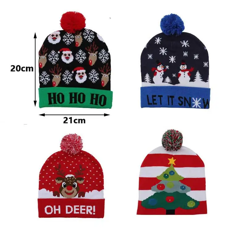 LED cappelli di natale maglione Santa Elk berretto lavorato a maglia cappello capodanno forniture regalo per bambini natale 2023 decorazioni di capodanno