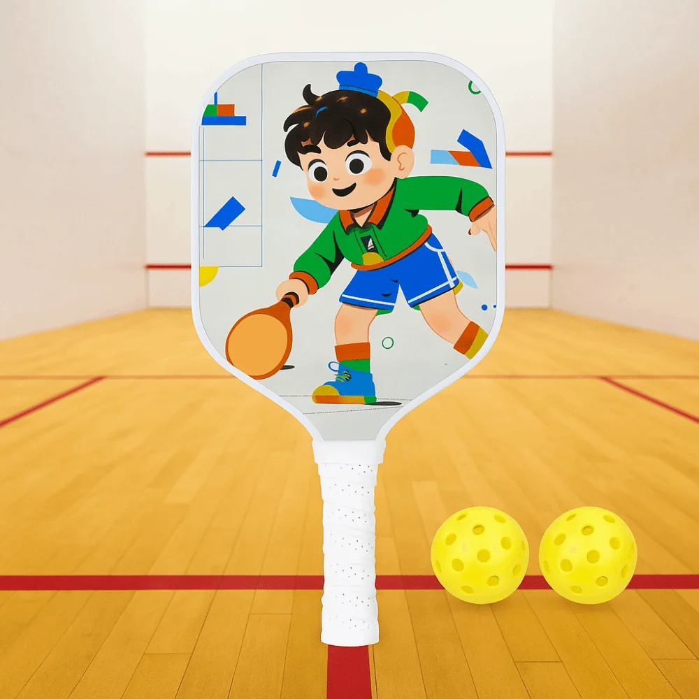

Cartoon Children's Pickleball Set Colorful Lightweight Children's Pickleball Rackets Ribbed Handle Non-Slip Grip