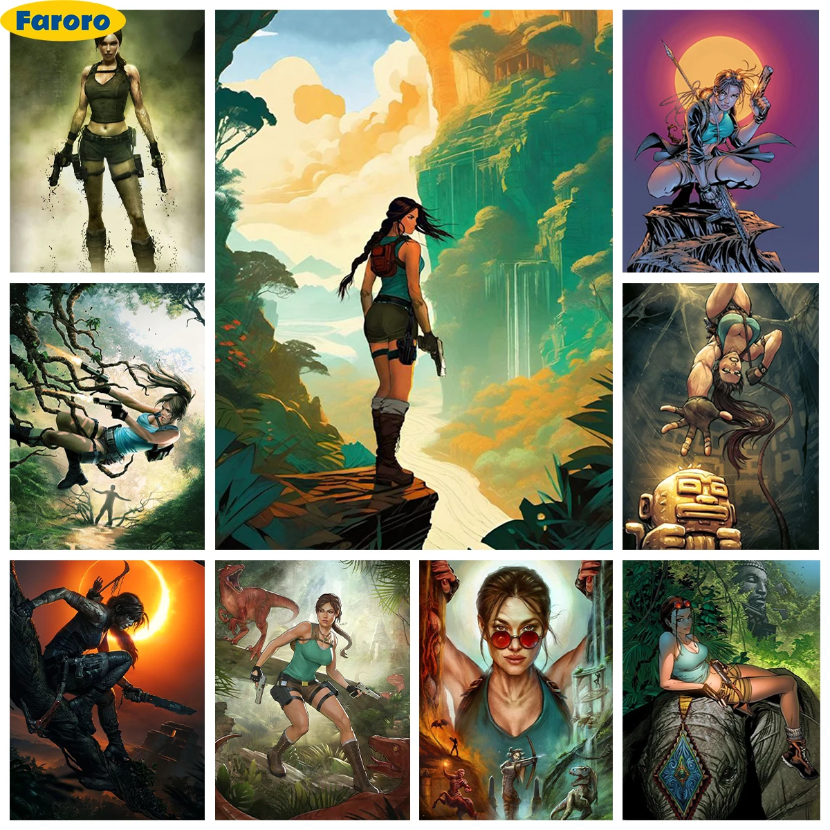 L-Lara Croft Diamond Painting Kit T-Tomb Raider Poster Diy Diamond Embroidery Cross Stitch Hand Lara Fans Gift Home Wall Decor