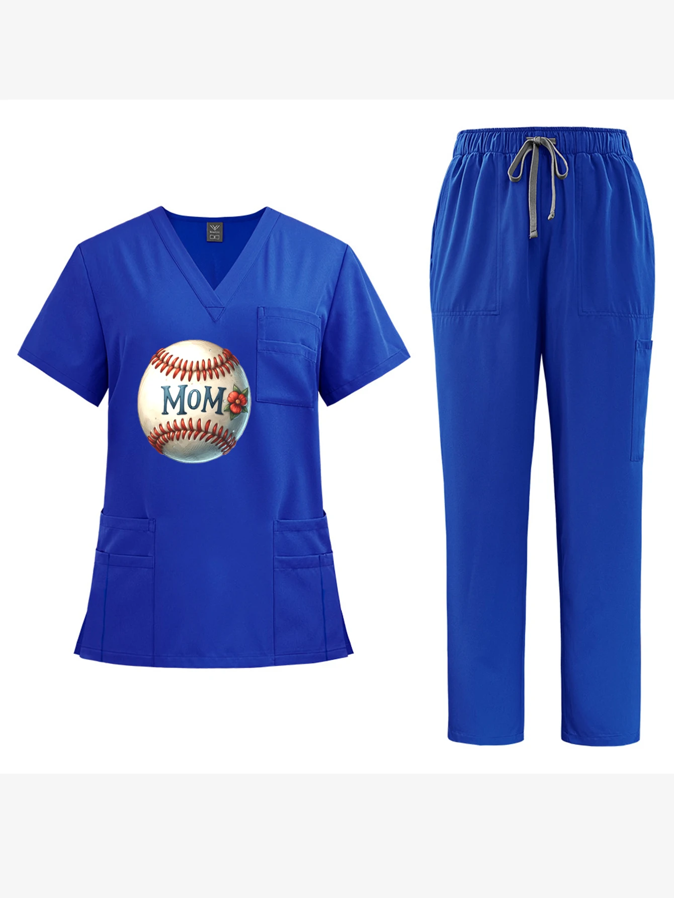 V-Neck Short-Sleeve Workwear Set Unisex Scrubs Surgical Gown Hospital Nurse Uniform Workshop Waiter Overalls