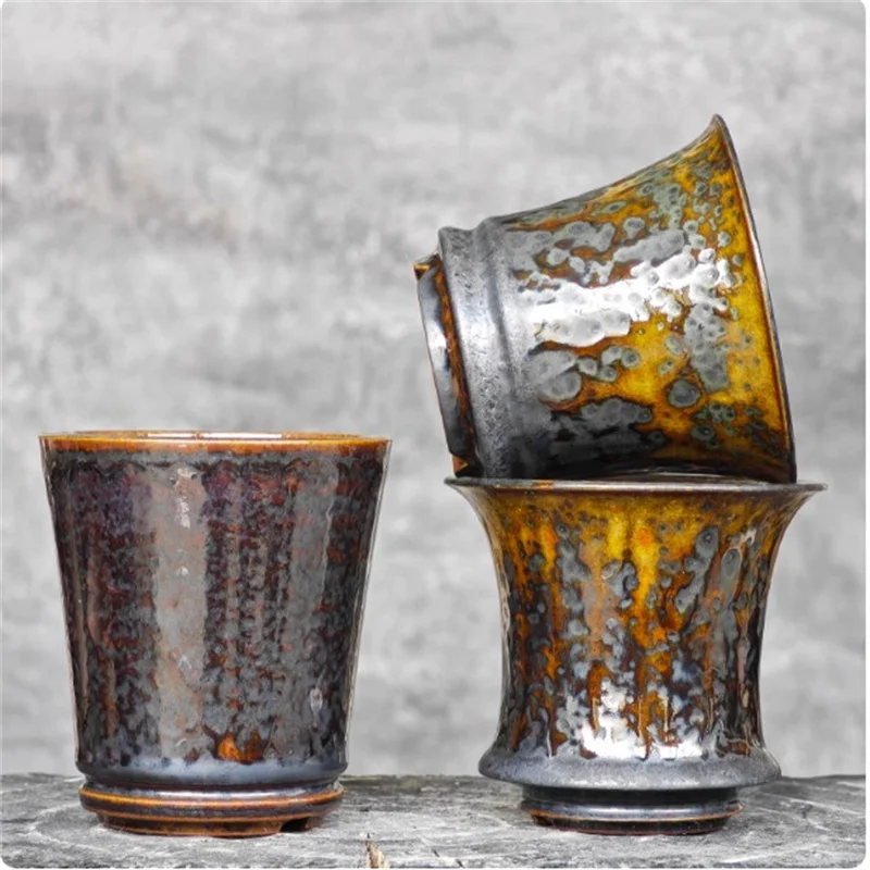

Bambi Brown,Amber Color,Glazed Porcelain Root Crops Pot,Pachypodium Agave Cactuses Plant Pot,Small Flower Vase,Bonsai Plant Pot