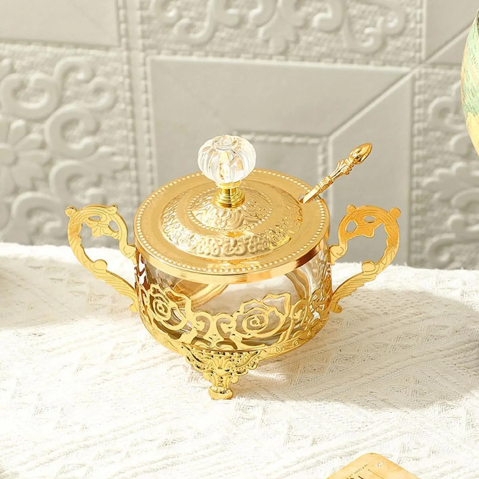 

Sugar Bowl with Lid Sugar Holder Decorative Multifunctional Salt Bowl Condiment Pot for Coffee Shop Home Countertop