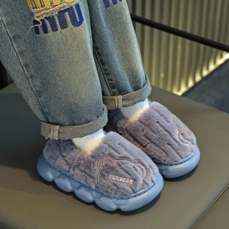 

Kids Cotton Slippers for Boys Girls Warm Fleece Lined Indoor Shoes Anti Slip Winter Autumn Home Footwear for Toddlers Infants