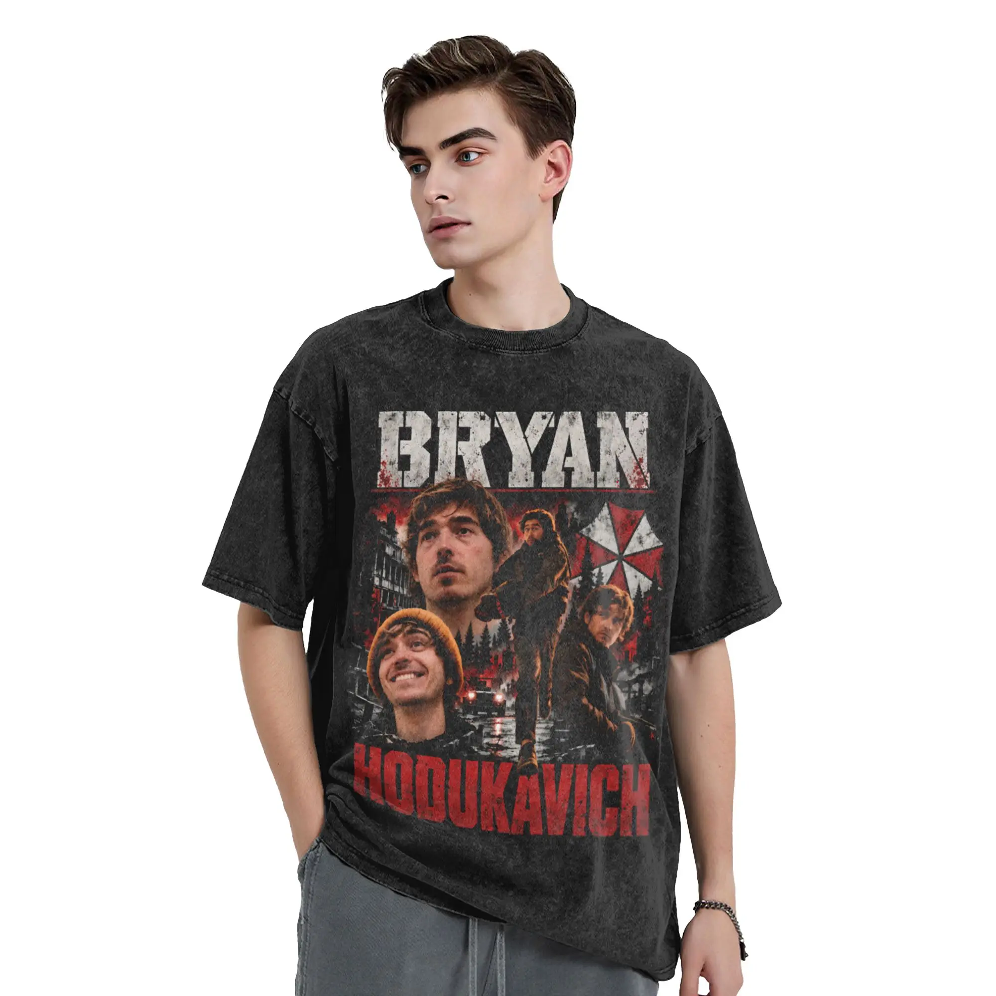 Resident Evil Movie Bryan Hodukavich T-Shirts Men Round Neck Pure Cotton Washed T Shirts  Short Sleeve Tee Shirt  Size Clothes