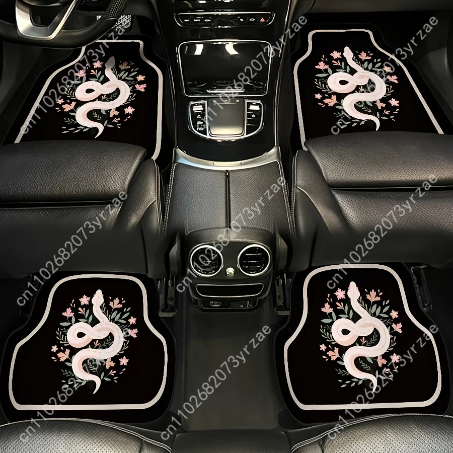 

Snakes Flowers 4pcs Universal Car Floor Mats All-Season Fashionable Auto Interio Absorbent Non-Slip Washable Car Floor Mats