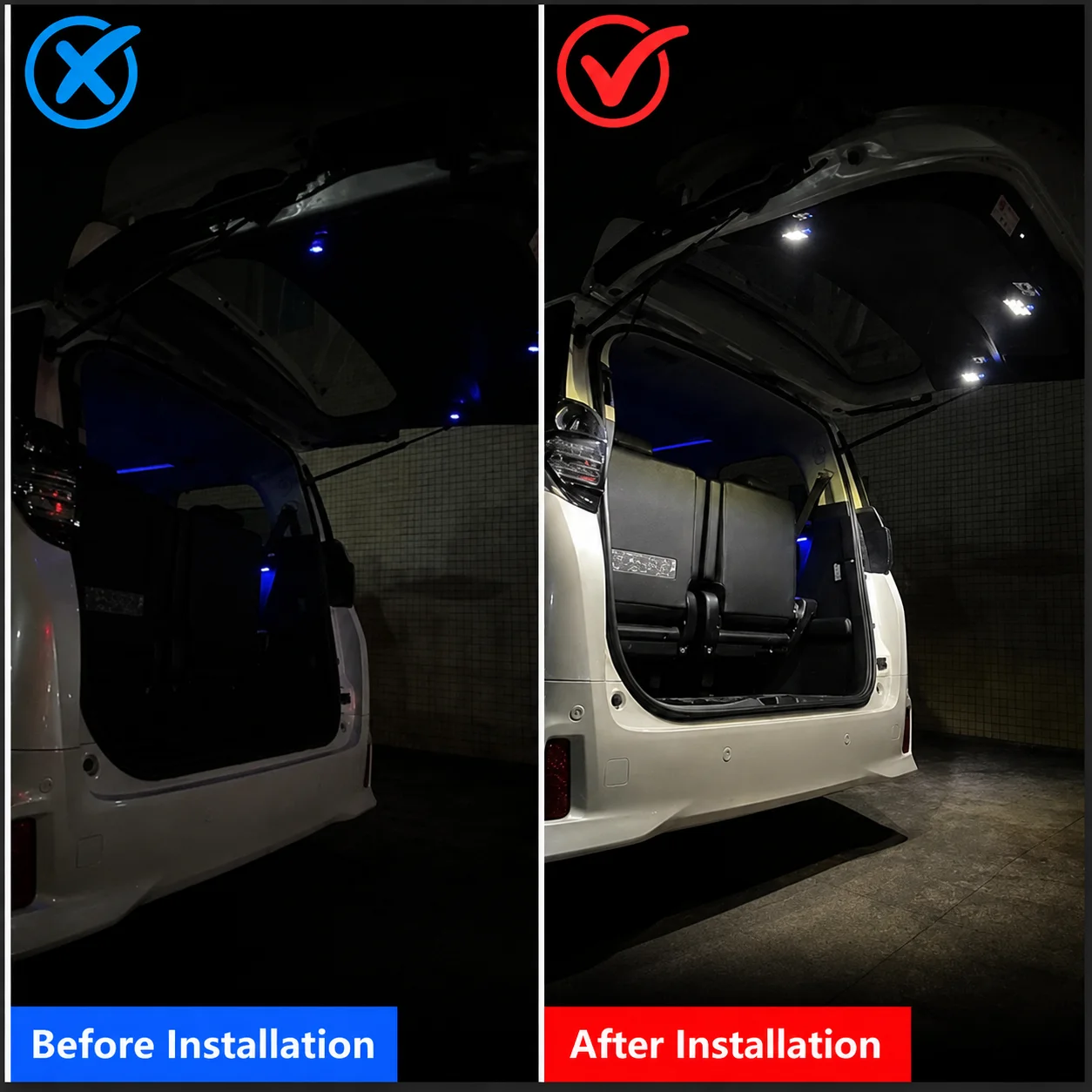 Car Trunk LED Light for Toyota Alphard Vellfire 30 and 40 Series Rear Tailgate Cargo Area Interior Lighting Lamp Upgrade Kit
