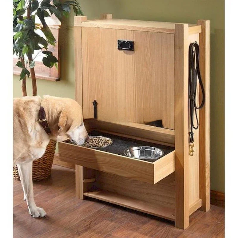 wood pet food container dispenser stand storage cabinet for dispenser dog storage food container pet food storage