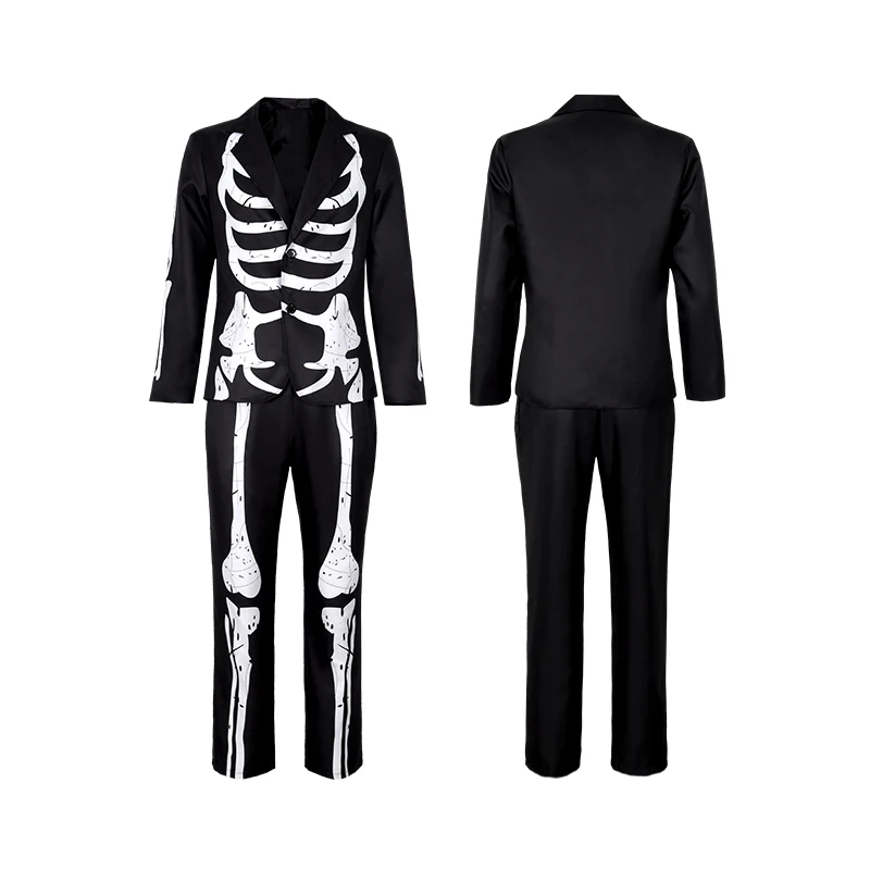 Scary Zombie Cosplay Costume Skeleton Skull Costume Suit Halloween Costume for Adult Carnival Party Dress Up Wedding Dress Suit