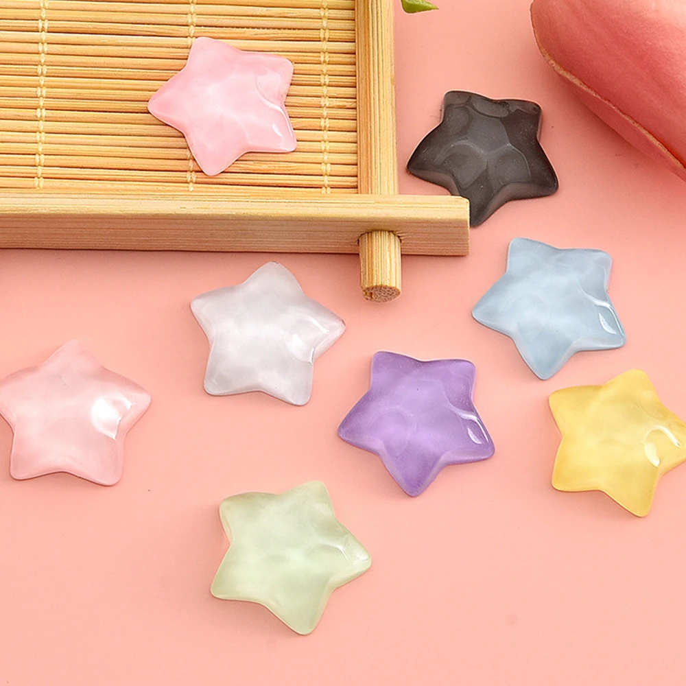 10PCS 22x22 มม.Five Pointed Star Miniature กลับเรซิ่น Cabochons สําหรับ Hairpin Scrapbooking DIY Home Decor CRAFT อุปกรณ์เสริม