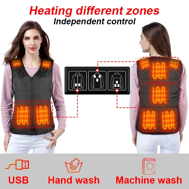 USB Electric Heated Jacket Warm Vest Unisex Heated Vest for Women & Men Winter Outdoor Skiing Hiking Hunting Motorcycle Camping