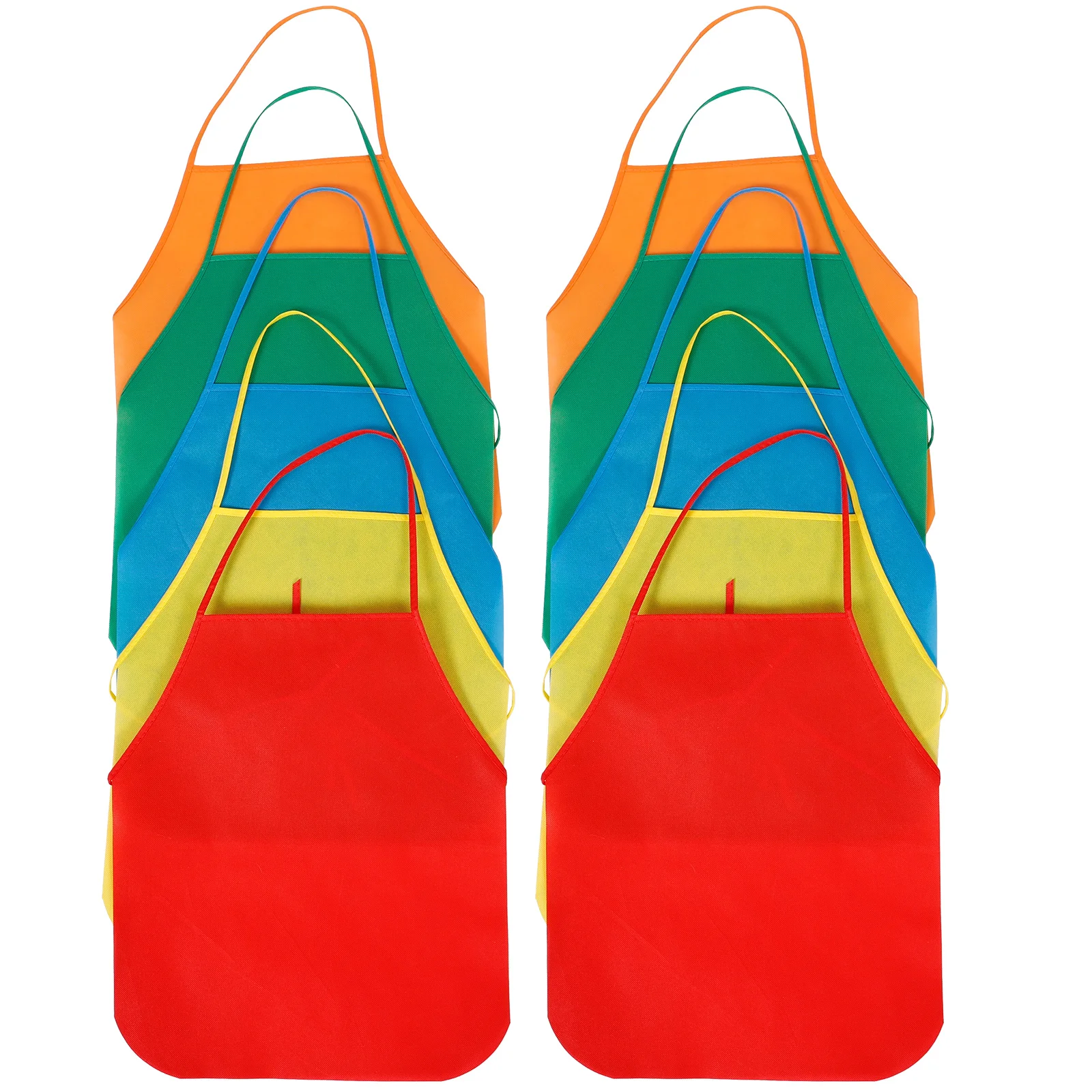 

10 Pcs Kids Painting Aprons 40x50cm DIY Crafts Children Smocks Red Green Blue ange Yellow Set Home