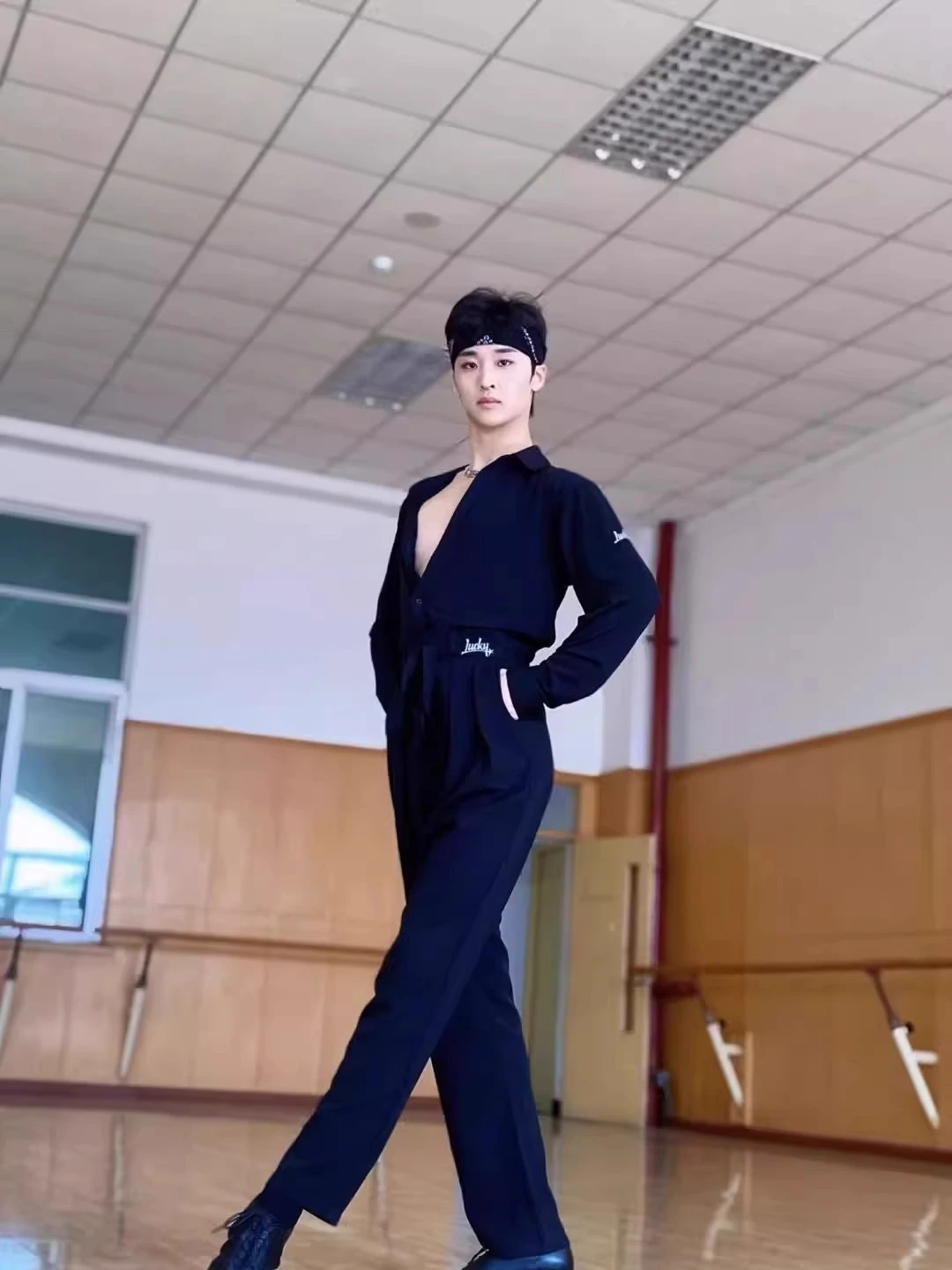 UK Latin dansjurk Heren shirt met lange mouwen Relaxed Fit Elegante prestatiekleding voor ballroompraktijk Ballroomdanskostuums